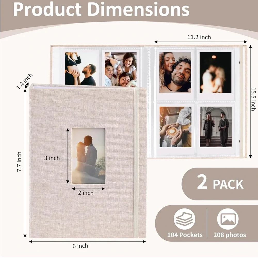 2 Beige Photo Album with 2x3